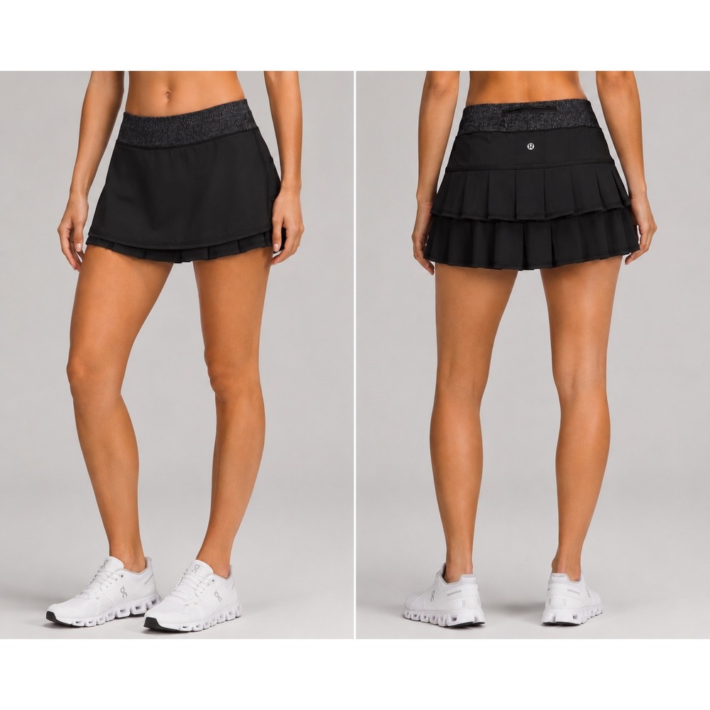 Lululemon Pace Rival Skirt Tall Black Pleated Tennis Running Skort Size 10